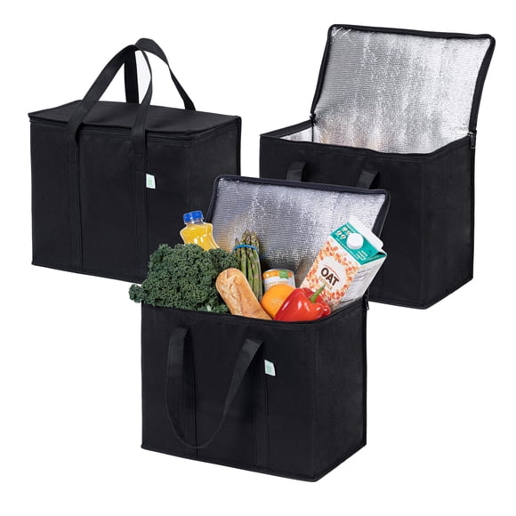 Bolsa Reutilizable para Compras VENO Aislada Paquete de 3 Negra