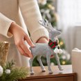 thumbnail image 6 of JeashCHAT Glitter Christmas Reindeer Figurines, Reindeer Sculpture with Knitted Scarf, Standing Deer Statues Tabletop Ornaments Christmas Decorations for Table Shelf Office Home Decor, 6 of 6
