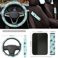 thumbnail image 5 of Yuyamidu 15 PCS Sea Turtle Car Seat Covers Set Starfish Car Floor Mats sSteering Wheel Cover Seat Belt Covers Car Coasters Gear Shift Knob Cover, Blue, 5 of 6