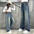thumbnail image 2 of Xyant Girls Straight Leg Baggy Jeans Loose Denim Pants with Pockets Classic Casual,Size 4-14 Years, 2 of 9