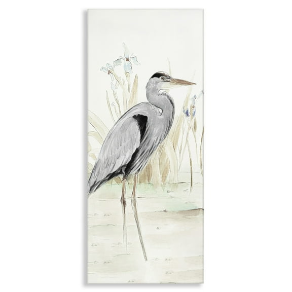 Stupell Industries Heron in Lake Drawing Animals & Insects Drawing Gallery Wrapped Canvas Art Print Wall Art, 10 x 24