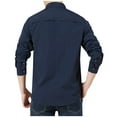 thumbnail image 3 of Yyeselk Men's Hiking Shirts Lightweight Quick Dry Long Sleeve Button Down Lapel Zipper Pocket Cargo Shirt Sun Protection 50 Outdoor Fishing Shirt Blue L, 3 of 3