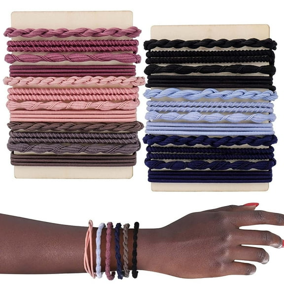 Zhuge 20-Pack Boho Elastic Hair Ties, No-Damage Ponytail Holders for Thick Hair, Doubles as Bracelets, D