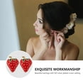 thumbnail image 3 of Masteelf  2 Pcs Zircon Earrings Studs Red Wedding Strawberry Items Bride, 3 of 8