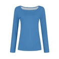 thumbnail image 5 of LISTHA Long Sleeve Shirt Women 2025 Crop Tops Square Neck Basic Y2k T Shirts Slim Fit Clothes #1Blue M, 5 of 6