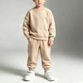 thumbnail image 5 of Lutiedan Boys Fall Winter Tracksuits 2 Piece Set Kids Crewneck Sweatshirts and Jogger Sweatpants with Pockets Size 2-10,Khaki, 5 of 6