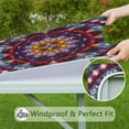 thumbnail image 6 of Colorful Tie Dye Mandala Pattern Square Fitted Tablecloth with Elastic Edge,Square Table Cover,Washable Elastic Table Cover for Home Kitchen Party Decor 34"x34", 6 of 6