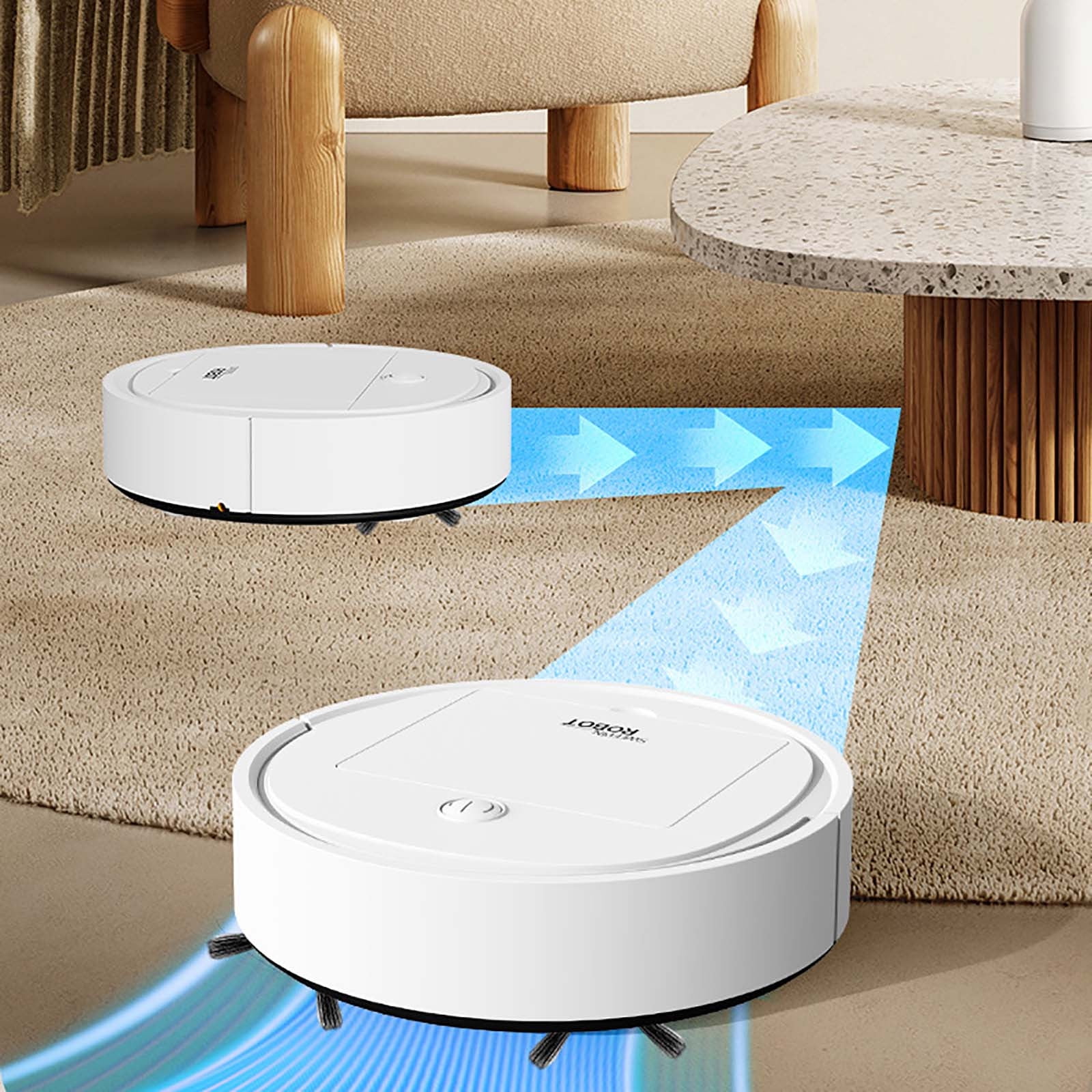 Automatic Robot Vacuum Cleaner for Home Floors, Mini Intelligent Sweeping Machine with Strong Suction, USB Rechargeable Cleaner for Apartments Dorms and Busy Households