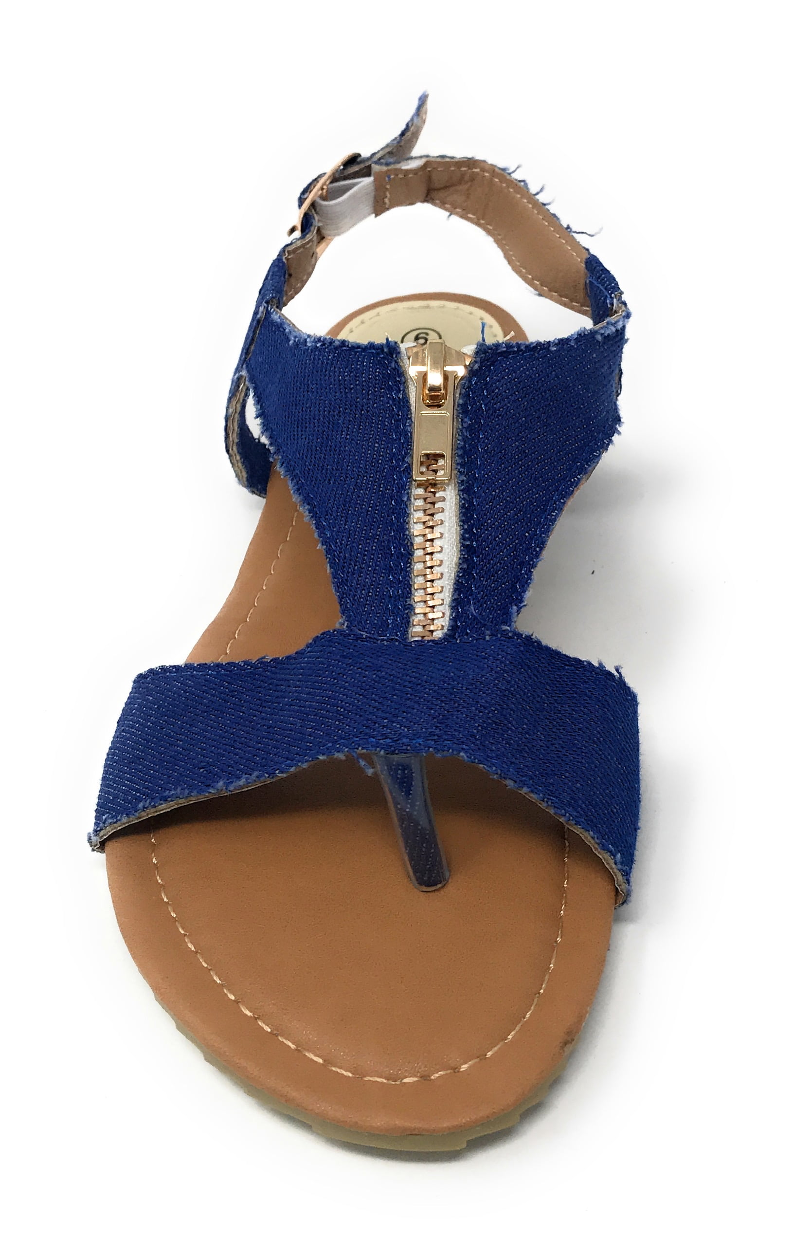 Victoria K Denim Zipper Front Sandals (Women)