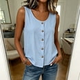 thumbnail image 2 of Levmjia Women's Sleeveless Button Down Tank Top Solid Color Crew Neck Casual Summer Blouse Loose Fit U Neck Button Up Shirt, 2 of 9