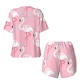 thumbnail image 5 of Picia Pink Flamingo Pajamas Sets for Women Soft Short-Sleeved Pjs with Lounge Shorts Two Piece Sleepwear-Large, 5 of 9