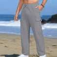 thumbnail image 2 of Plebaso Mens Casual Pants Elastic Waist Drawstring Cargo Pants Open Bottom Loose Trousers with Pockets, 2 of 3