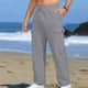 thumbnail image 1 of Pantalones largos para hombre, moda informal, color liso, con bolsillos, lazo, cordón, rectos, tubo, blusa y pantalón de poliéster., 1 of 3