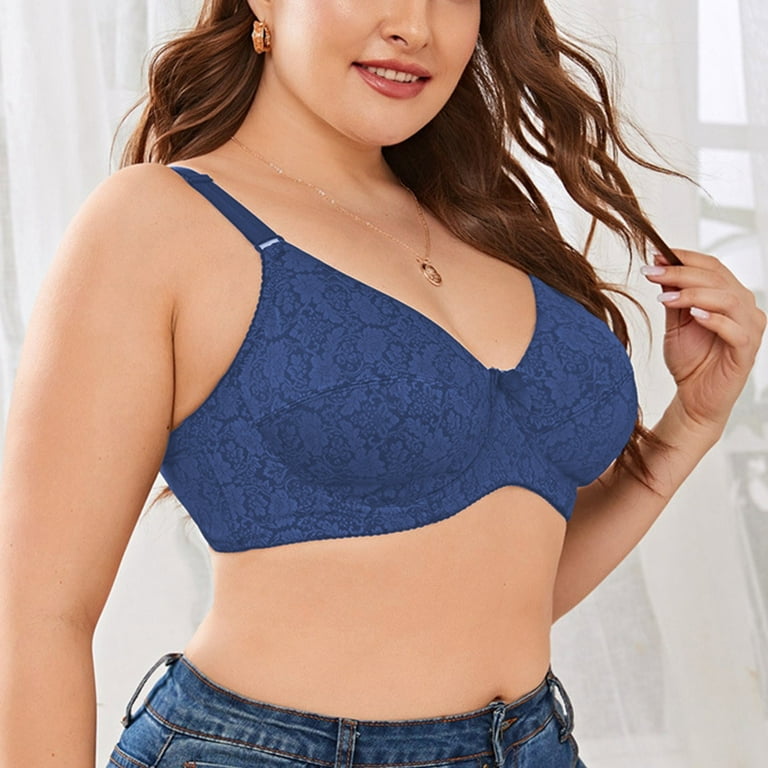 CLZOUD Lively Bras for Women Blue Bra Women Underwear Gathered Thin  Adjustable Of Pair Lace Lady Cup 46 