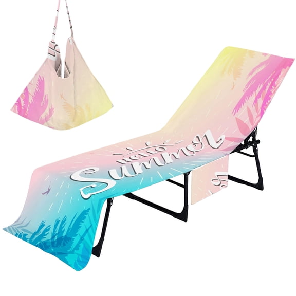 Beach Chair Cover with Side Pockets Thick and Quick Dry Chaise Lounge Chair Towel Cover for Sun Lounger Pool Sunbathing Garden Beach Hotel No Sliding