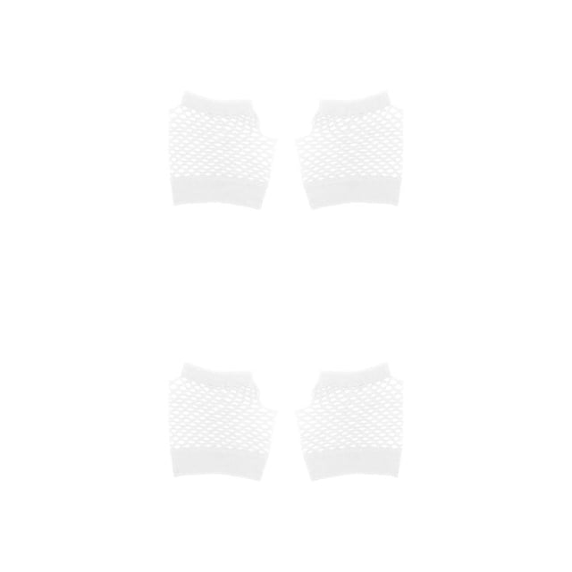 Qarigey 1 par de accesorios de fiesta de disfraces de los años 80, guante de neón, ropa de estilo de red de pesca, ropa decorativa para mujer, vestido Blanco 2piezas Qarigey CBP452115