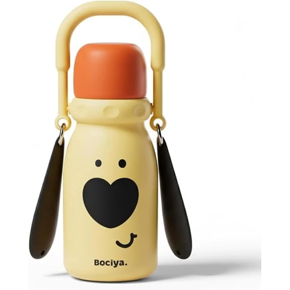 Dog Design Insulated Water Bottle 12oz with Handle, Leakproof Stainless Steel Thermal Bottle for Travel Sports and Outdoor, Cute Puppy Pattern, BPA-Free, Keeps Hot/Cold 12-24 Hours (ORANGE)