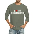 thumbnail image 2 of Jinhomg Letter Print Tops for Men 2025 Valentine's Day Themed T-Shirts Big and Tall Comfy 3/4 Sleeve Crew Neck Tees Mens Holiday Dating Clothes Fall Saving Army Green L, 2 of 5