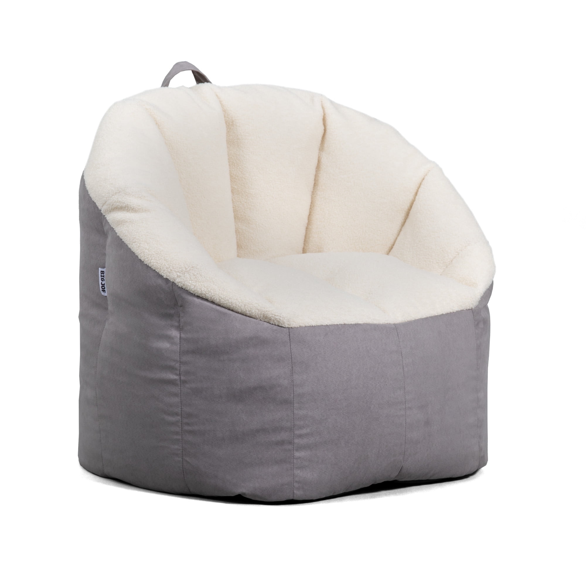 Big Joe Milano Adult Bean Bag Chair, Oat Sherpa and Graphite, Vegan Suede, 2.5 feet