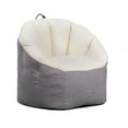 Big Joe Milano Bean Bag Chair, Oat Sherpa and Graphite, Vegan Suede, 2.