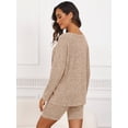 thumbnail image 3 of Chiclily Pajamas Set for Women Camel 2XL Ribbed Knit Long Sleeve Top and Biker Shorts 2 Piece Lounge Sets Sleepwear Sweatsuits, 3 of 5