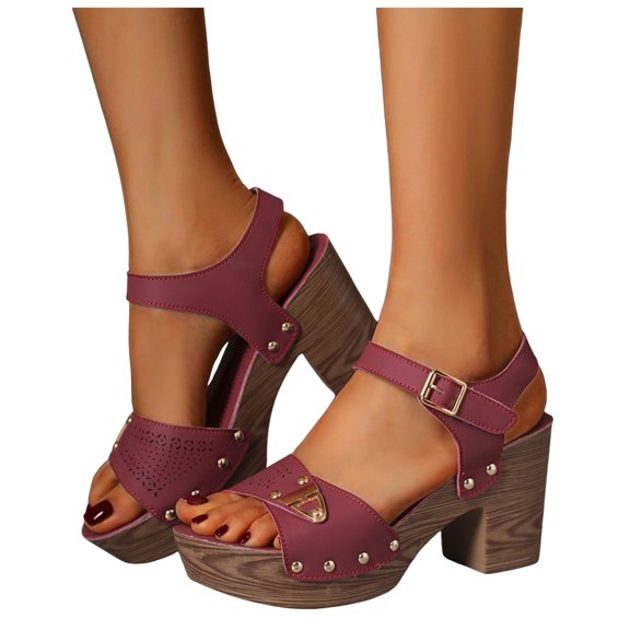 Wedge Sandals for Women Buckle Ankle Strap Platform Dress Shoes Open Toe Heeled Casual Walking Sandal Pink Size 9.5