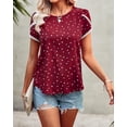 thumbnail image 3 of PRETTYGARDEN Women's Shirts Summer Casual Crewneck Lace Crochet Short Sleeve Blouses Cute Floral Print Loose Tunic Tops, 3 of 6