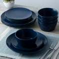 thumbnail image 2 of Colorscapes Navy-on-Navy Swirl 10.75 in. (Blue) Porcelain Square Dinner Plates, (Set of 4), 2 of 5
