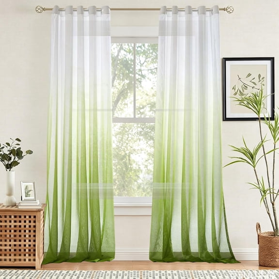 Kugisaki Gradient Curtains Sheer Curtain Semi Bedroom Curtains Rod Pocket Drapes Curtains for Living Room Bedroom
