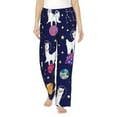 thumbnail image 2 of Picia Lama in Space Womens Soft Woven Cotton Elastic Waistband Sleep Pajama Pant Lounge Sleep Pant With Pockets And Drawstring-X-Large, 2 of 9