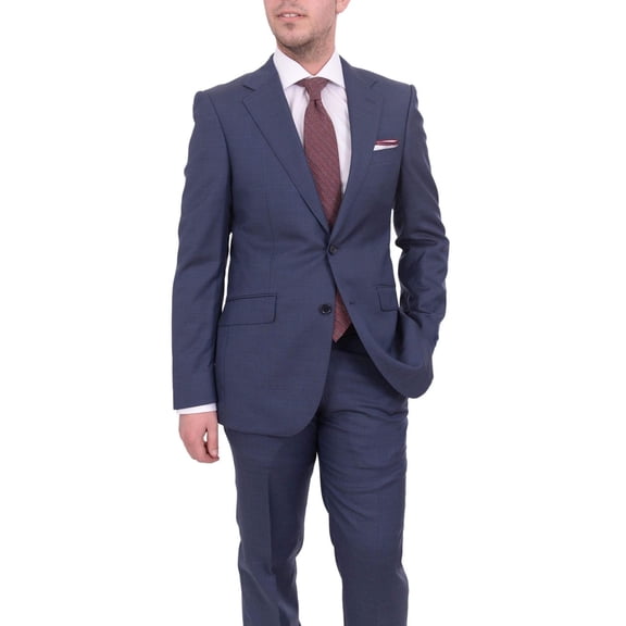 Mens Napoli Classic Fit Blue Half Canvassed Italian Marzotto Wool 2 Button Suit