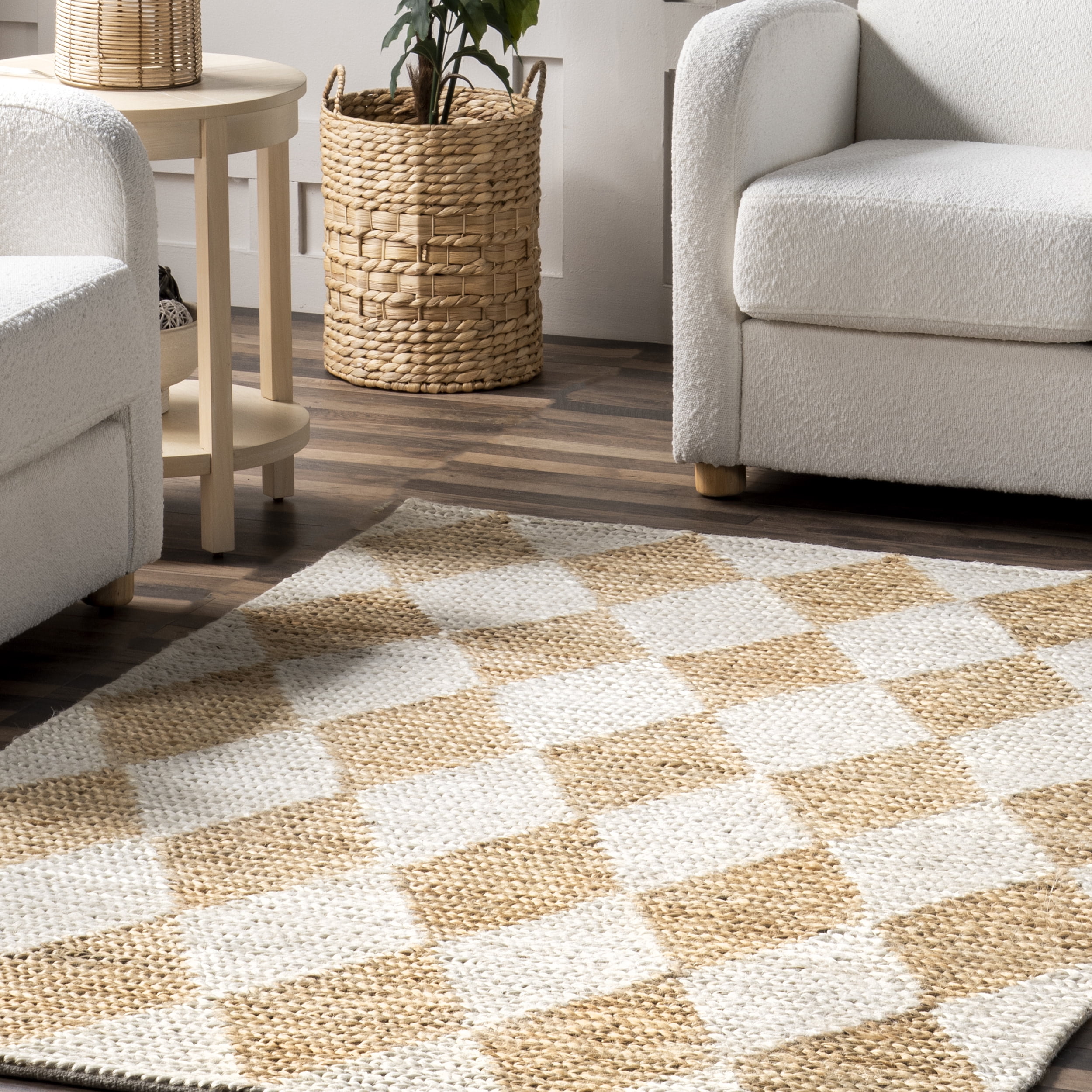 nuLOOM Chaya Diamond Striped Jute Blend Area Rug, 5' x 8', Natural