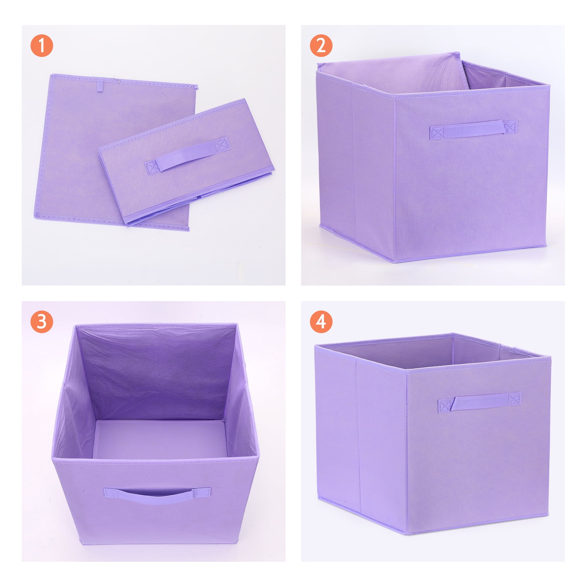 Unique Bargains Fabric Storage Cube Storage Bin Purple 15*13*13in