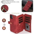 thumbnail image 3 of Case for iPhone 12 Mini 5.4 inch, 9 Card Slots Retro Leather Wallet Shockproof Flip Cover with Hand Strap Card Slots Zipper Pocket Kickstand Handbag Magnetic Closure - Retro Red Wine, 3 of 16