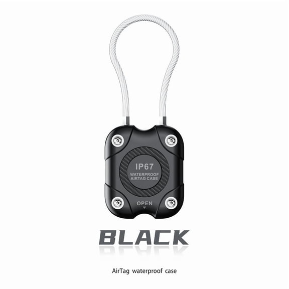 LEIPUMART IP67 Waterproof AirTag Holder, Lockable TPU PC Case with Stainless Steel Wire Cable Keychain, Anti-Lost Shockproof Cover Compatible with Apple AirTag for Keys Luggage Bike