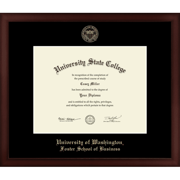 University of Washington Foster School of Business Diploma Frame, Document Size 11" x 8.5"