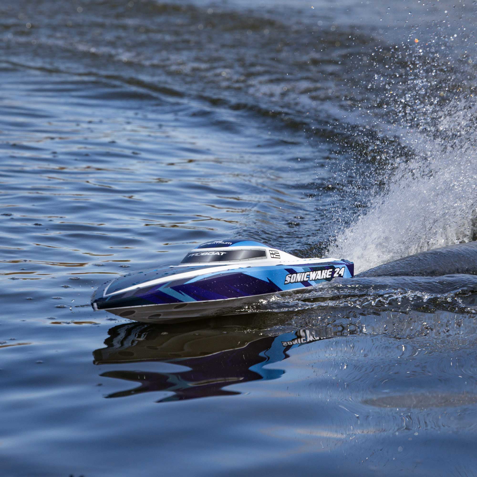 Pro Boat Sonicwake 24" Self-Righting Brushless Deep-V RTR Battery & Charger Included Blue PRB-1992T2