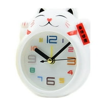 BESTOYARD Creative Table Clock - White Cat Design, Easy to Read, Decorative Use