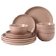 thumbnail image 1 of Gibson Home Rockaway - Juego De 12 Platos Y Cuencos Con Exterior Mate Y Interior Brillante Para 4 Vajillas, Color Rosa, Apto Para Lavavajillas Y Microondas, 1 of 5