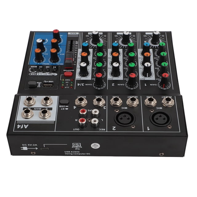 Mezclador de Sonido USB, Amplia Compatibilidad de 4 Canales Mezclador Profesional Ajuste de la Perilla para el Rendimiento del Escenario