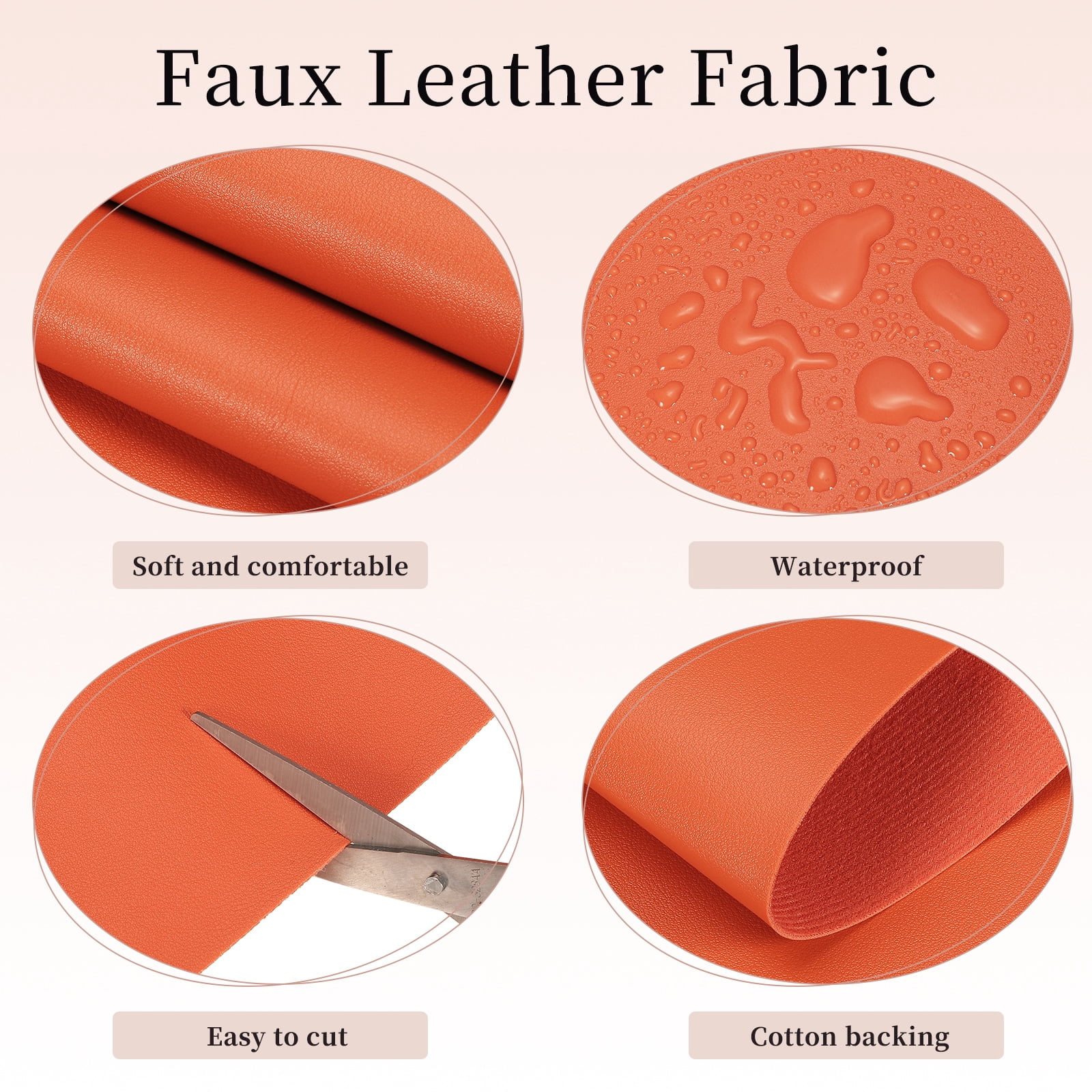 Uxcell Marine Vinyl Fabric, 54 Inch 1 Yard Upholstery Faux Leather Soft Waterproof Sheets Fabric for Crafts DIY Sewings Sofa Wallets Handbag Car, Orange