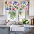 thumbnail image 2 of Spring Pastoral Floral Valances for Windows Pink Blue Flowers Linen Texture Rod Pocket Curtain Valance Window Treatment Short Curtains for Kitchen Living Room, 60"x18", 2 of 9