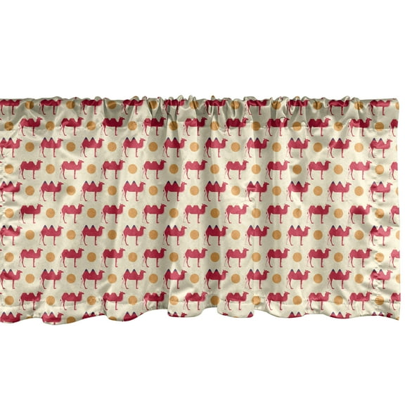 Ambesonne Animal Window Valance, 2 Humped Camels and Dots, 54" X 18", Eggshell Apricot