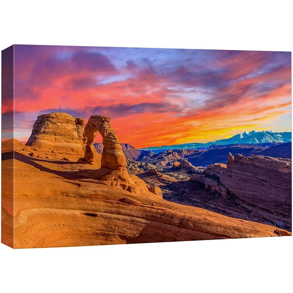 wall26 Canvas Print Wall Art Arizona Southwest Canyon Pastel Sunset Nature Wilderness Photography Realism Rustic Scenic Landscape Zen Colorful for Living Room, Bedroom, Office - 24x36 inches