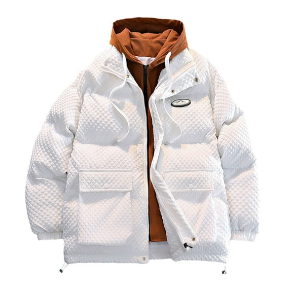WELOIJEVBE Mens Winter Coats Men's Loose Padded Jacket Winter Shuai Hooded Warm Couples Padded Jacket Casual Everything Winter Coats for Men
