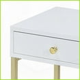thumbnail image 2 of White & Brass 1-Drawer Coffee Table for Living Room, Space-Saving with Smooth Glide Drawer, 2 of 5