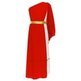 thumbnail image 3 of TiaoBug Girls Ancient Greek Toga One Shoulder Ruffles Maxi Dance Dress for Halloween Festival Show Red 10, 3 of 7