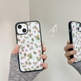 thumbnail image 6 of Pink Rose Flower Trendy Case with Black Heart Wrist Chain for iPhone 12/12 Pro,Cute Retro Floral Aesthetic INS Design Girly Protective Glossy Cover + Hearts Phone Charm(i12/12pro 6.1in), 6 of 9