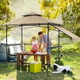 thumbnail image 6 of JOIVI 8' x 5' Outdoor Grill Gazebo with Vented Top, Double Tier BBQ Canopy Gazebo with Side Awning, Beige, 6 of 9