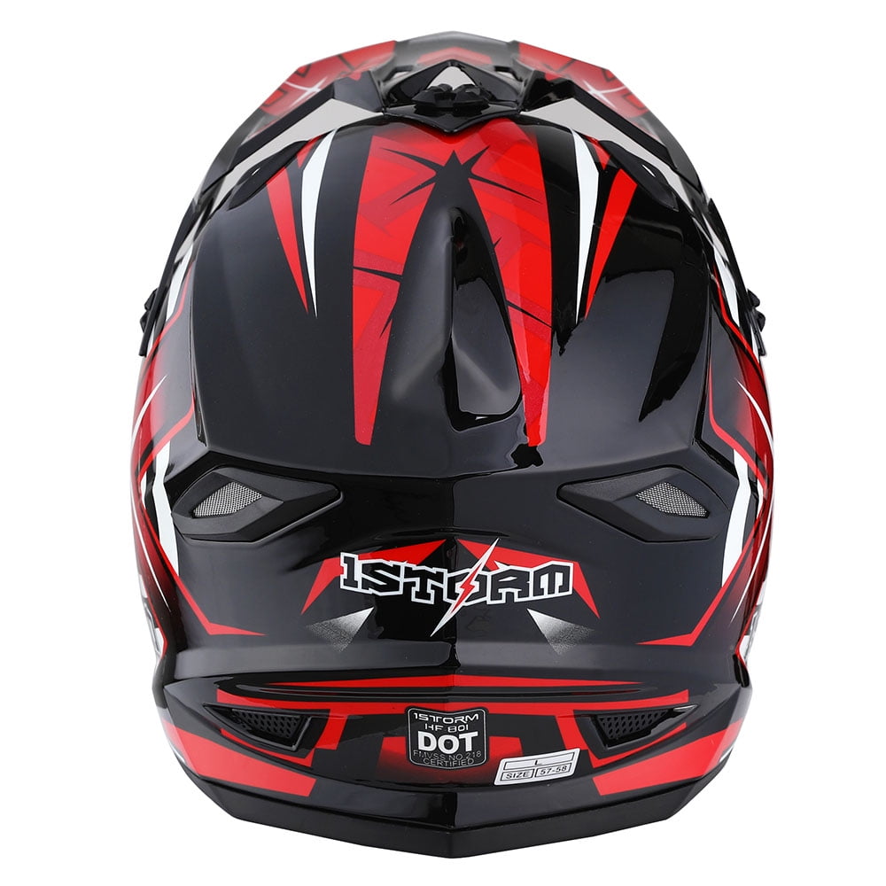 1Storm Casco de motocross para adultos, BMX MX ATV Dirt Bike Casco de  carreras rojo + gafas + guante rojo esqueleto